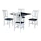 International Concepts 36 in. Solid Wood Square Dual Drop Leaf Dining Table with 4 Chairs in White/Heather Gray K05-36SDP-C10-4 - alternate 1